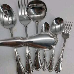 7X Serving Oneida CHATEAU Stainless Ladle Sugar Spoon Toddler Slotted Glossy USA